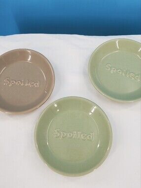 Set of 3 "Spoiled" ceramic cat dishes